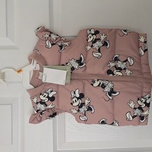 NWT H&M DISNEY Minnie Mouse Light Pink Puffer Vest 18 Months Baby Girl